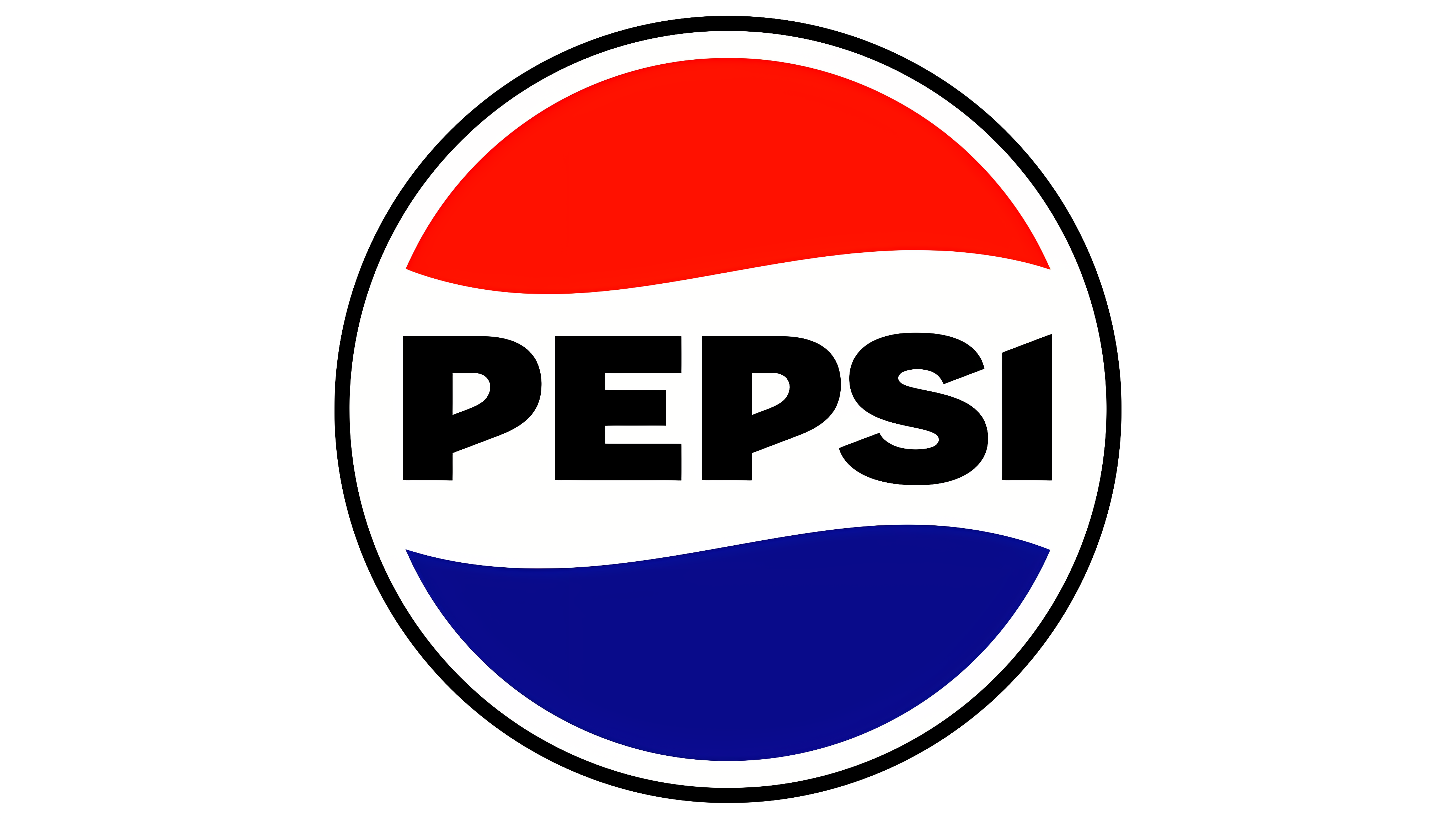 Logo Pepsi dạng trái cầu màu xanh đỏ trắng đặc trưng và chữ bass