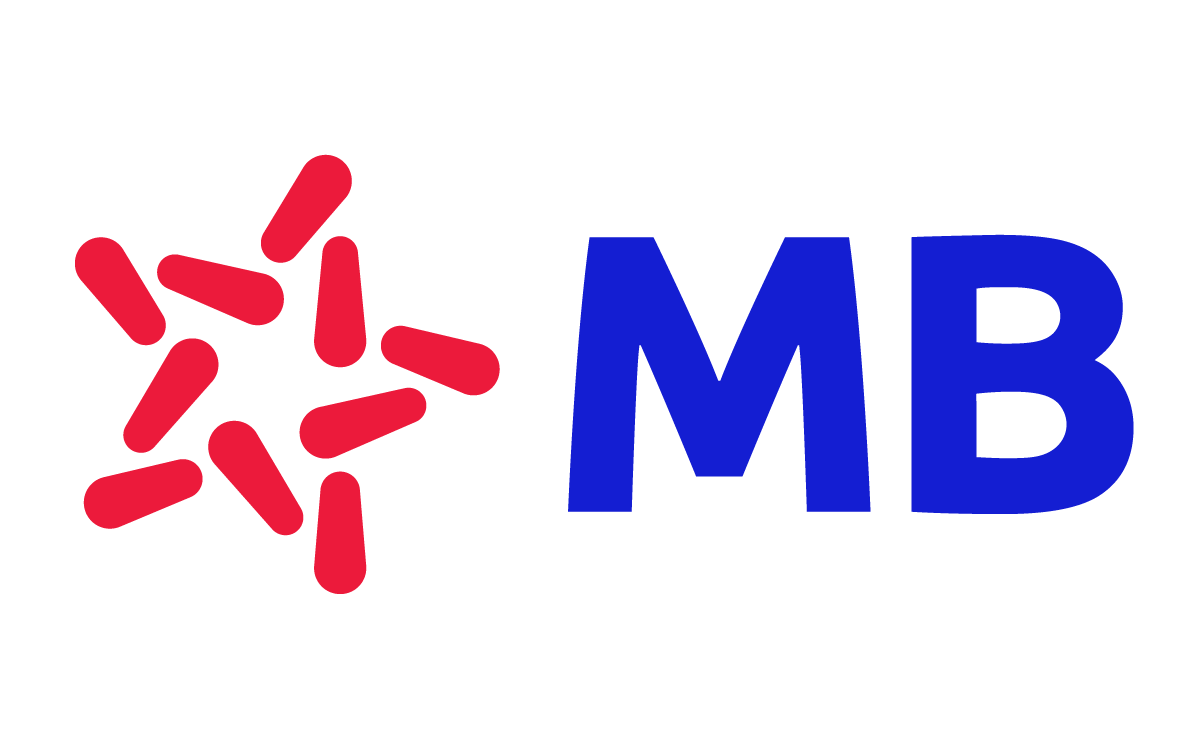 Logo MB Bank chữ xanh đậm và chấm màu đỏ
