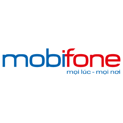 Logo Mobifone chữ đỏ và xanh với kiểu chữ mềm mại