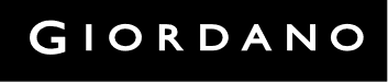Logo Giordano chữ trắng trên nền đen, font sans serif